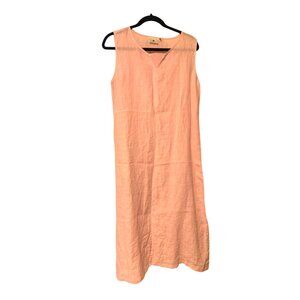 Spirit Activewear Womens Sz XL Long Maxi Dress minimalist Sheath Pink Linen VNec